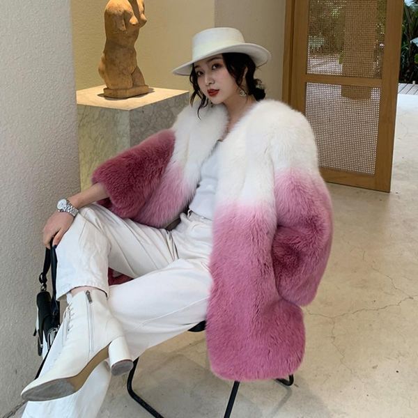 women's fur & faux 2021 winter fashion ladies genuine gradient color coat thickening warm garments women coats outwear, Black
women's fur & faux 2021 winter fashion ladies genuine gradient color coat thickening warm garments women coats outwear, Black