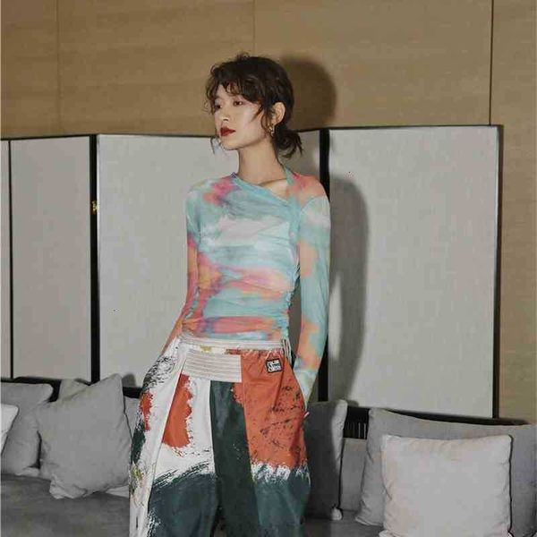 women's t-shirt autumn mesh women long sleeve t shirt asymmetrical neck tshirt abstraction print see through clothes ru9f, White
women's t-shirt autumn mesh women long sleeve t shirt asymmetrical neck tshirt abstraction print see through clothes ru9f, White