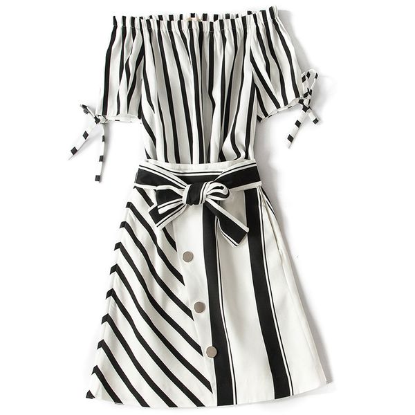 two piece dress amolapha women off shoulder slash neck striped blouse+irregular single-breasted sashes skirts 2pcs clothing sets pgns, White
two piece dress amolapha women off shoulder slash neck striped blouse+irregular single-breasted sashes skirts 2pcs clothing sets pgns, White