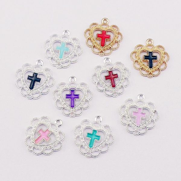 charms 10pcs 21*20mm lace love heart cross alloy pendant earrings necklace bracelet making handmade diy jewelry accessories, Bronze;silver
charms 10pcs 21*20mm lace love heart cross alloy pendant earrings necklace bracelet making handmade diy jewelry accessories, Bronze;silver