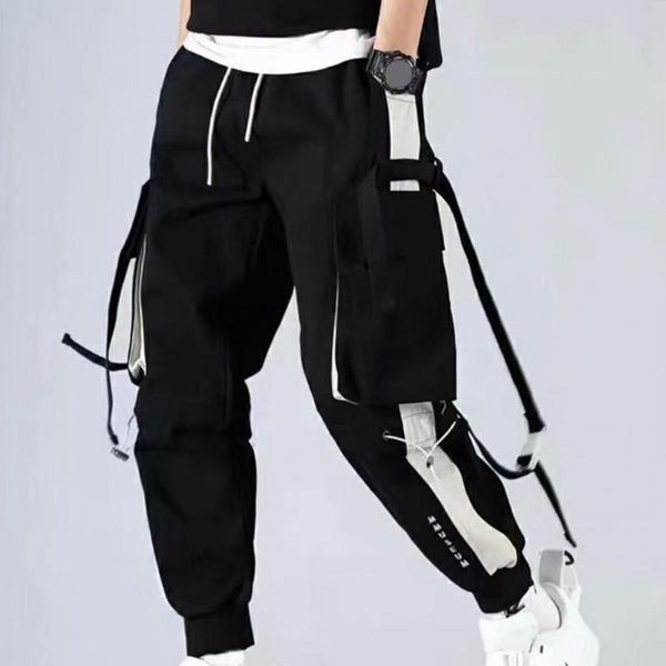 men's pants ankle length chic hip-hop style winter trousers cool contrast colors for work, Black
men's pants ankle length chic hip-hop style winter trousers cool contrast colors for work, Black