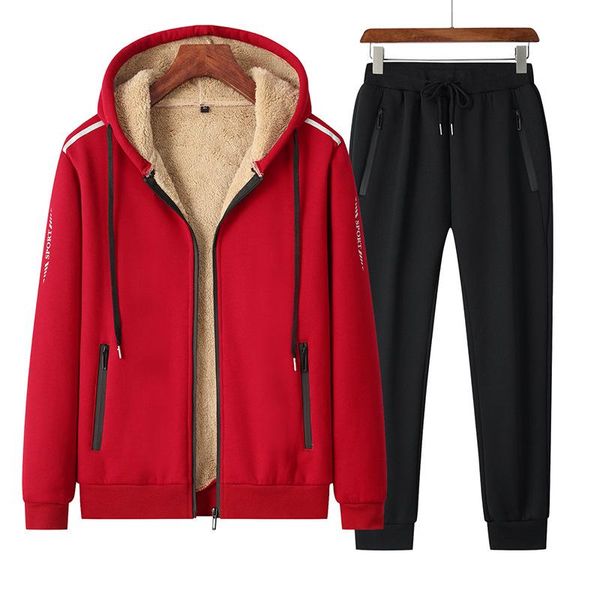 jogging clothing fashion warm sport suit men set winter sportsuit 2021 thermal hoodies sets fleece tracksuit windproof gym run sportswear, Black;red
jogging clothing fashion warm sport suit men set winter sportsuit 2021 thermal hoodies sets fleece tracksuit windproof gym run sportswear, Black;red