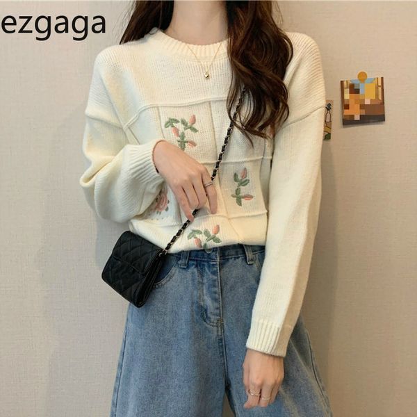 ezgaga embroidery floral sweater pullover women autumn winter o-neck outwear warm ladie elegant korean jumper fashion 210430, White;black
ezgaga embroidery floral sweater pullover women autumn winter o-neck outwear warm ladie elegant korean jumper fashion 210430, White;black