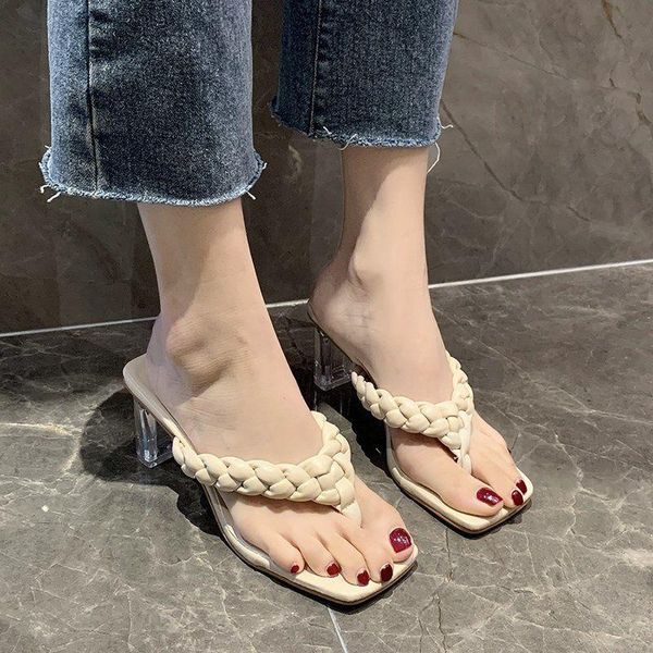 slippers 2021 summer flip flops beach sandal slipper fashion weave women square toe transparent high heels slide, Black
slippers 2021 summer flip flops beach sandal slipper fashion weave women square toe transparent high heels slide, Black