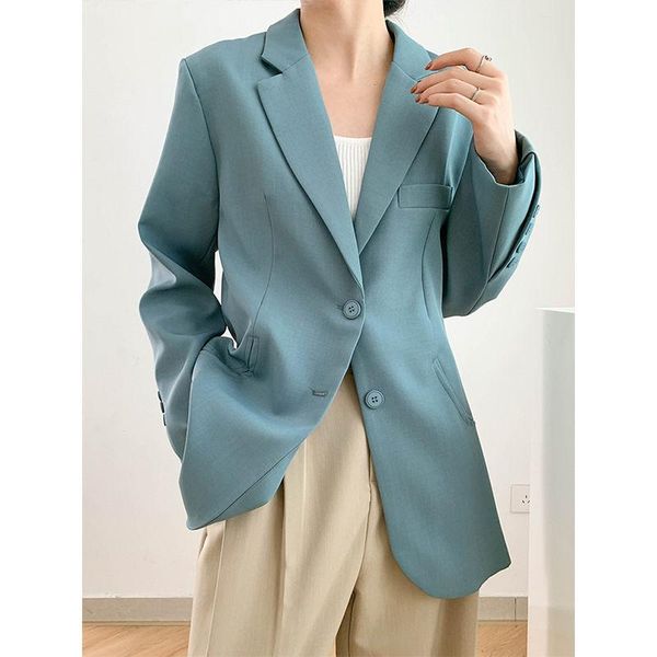women's suits & blazers 2021 autumn solid color suit retro style female two-button loose black thin section long sleeve women casual bl, White;black
women's suits & blazers 2021 autumn solid color suit retro style female two-button loose black thin section long sleeve women casual bl, White;black