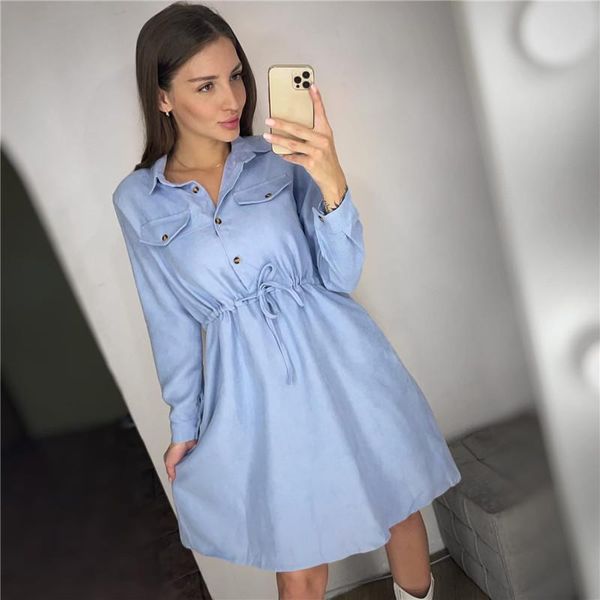 casual dresses vintage pockets design women shirt dress 2021 autumn winter drawstring a line midi elegant ladies office female, Black;gray
casual dresses vintage pockets design women shirt dress 2021 autumn winter drawstring a line midi elegant ladies office female, Black;gray