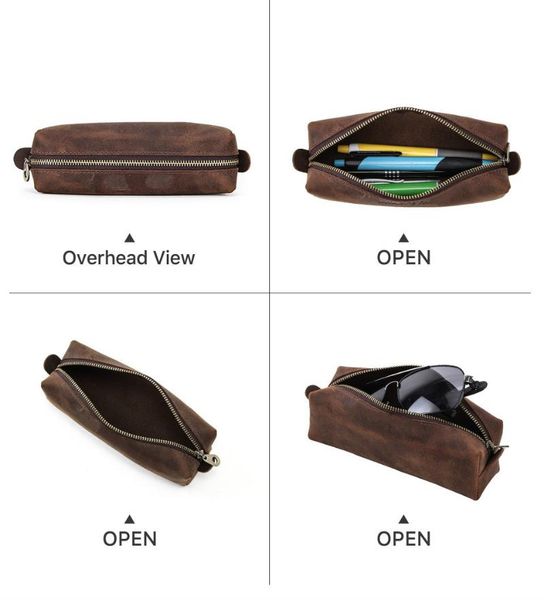 card holders large capacity genuine leather pencil case box rectangle zipper vintage simple bag glasses sets storage, Brown;gray
card holders large capacity genuine leather pencil case box rectangle zipper vintage simple bag glasses sets storage, Brown;gray