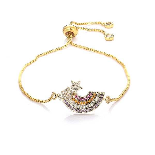 charm bracelets fashion women's rainbow star jewelry gold cz colorful zircon bracelet bangle adjustable chain for women, Golden;silver
charm bracelets fashion women's rainbow star jewelry gold cz colorful zircon bracelet bangle adjustable chain for women, Golden;silver