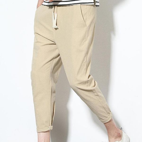 men's pants spring pure cotton solid color korean casual loose belt mid-waist slim pencil, Black
men's pants spring pure cotton solid color korean casual loose belt mid-waist slim pencil, Black
