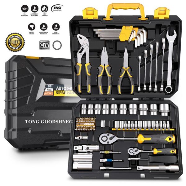 professional hand tool sets 89pc socket ratchet wrench mechanic's kit set of tools for auto 1/2 1/4 combination repair set,box
professional hand tool sets 89pc socket ratchet wrench mechanic's kit set of tools for auto 1/2 1/4 combination repair set,box