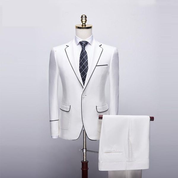 men's suits & blazers solid color men suit single breasted business tuxedo grooms wedding for slim fit party dress, White;black
men's suits & blazers solid color men suit single breasted business tuxedo grooms wedding for slim fit party dress, White;black