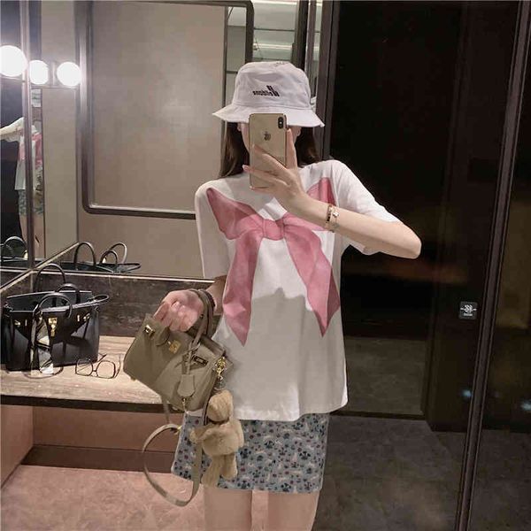 women's t-shirt 2021 female bowknot printing white shirt with short sleeves spring and summer fashion t-shirts
women's t-shirt 2021 female bowknot printing white shirt with short sleeves spring and summer fashion t-shirts