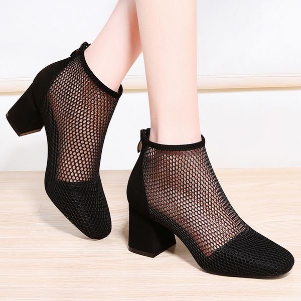2021 summer bare square head hollow thick heel solid color back zipper mh women's leather boots, Black
2021 summer bare square head hollow thick heel solid color back zipper mh women's leather boots, Black