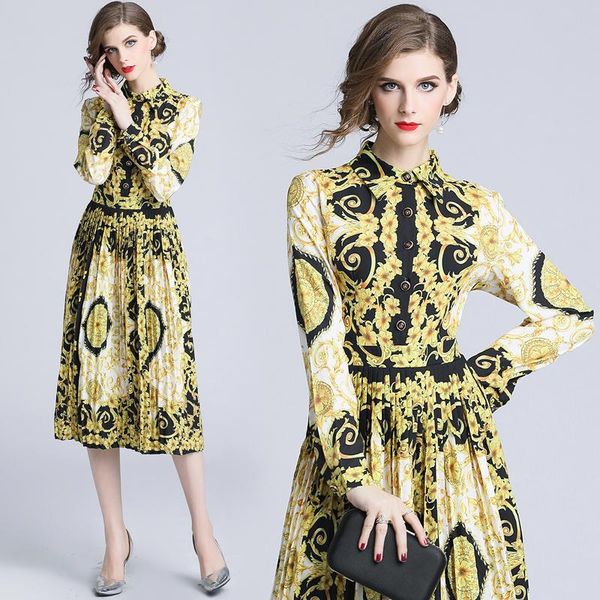 casual dresses 2021 designer runway women fashion print pleated vintage dress ladies midi-calf shirt robe femme, Black;gray
casual dresses 2021 designer runway women fashion print pleated vintage dress ladies midi-calf shirt robe femme, Black;gray