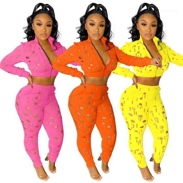 women's tracksuits fast m964-fall 2021 women clothes solid color broken hole zipprt crop and long pants casual 2 piece set, Gray
women's tracksuits fast m964-fall 2021 women clothes solid color broken hole zipprt crop and long pants casual 2 piece set, Gray