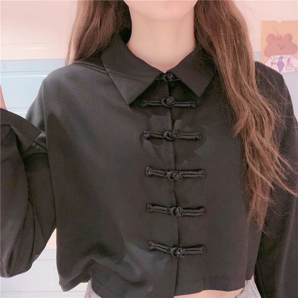 vintage shirt chinese style korean fashion womens and blouses harajuku gothic street long sleeve button down tunic red, White;black
vintage shirt chinese style korean fashion womens and blouses harajuku gothic street long sleeve button down tunic red, White;black