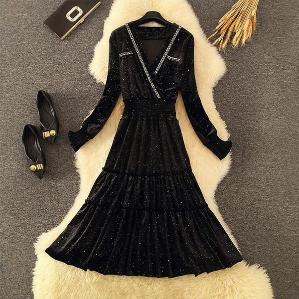 casual dresses black sequined long midi party dress elegant ruffle sleeve v-neck velvet slim club winter spring 2021, Black;gray
casual dresses black sequined long midi party dress elegant ruffle sleeve v-neck velvet slim club winter spring 2021, Black;gray