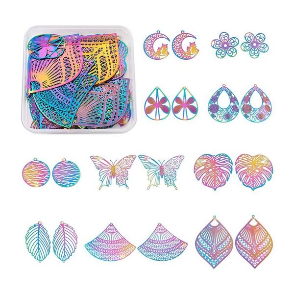 charms 40pcs/box stainless steel filigree pendants etched metal embellishments leaf butterfly flower for jewelry making diy, Bronze;silver
charms 40pcs/box stainless steel filigree pendants etched metal embellishments leaf butterfly flower for jewelry making diy, Bronze;silver