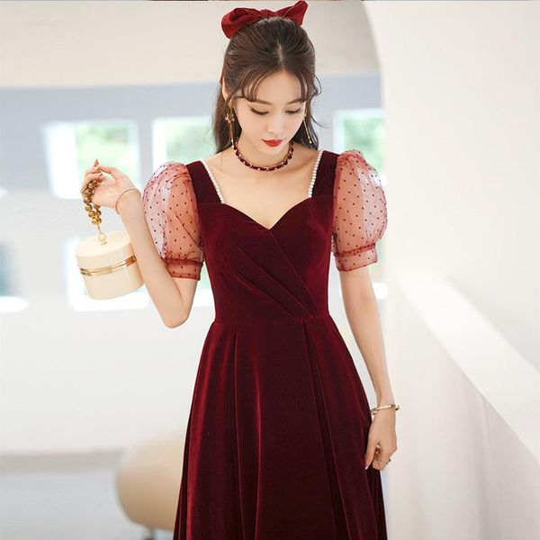 ethnic clothing burgundy women velour long a-line dress wedding elegant mesh puff sleeve banquet gown exquisite pearl evening party dre, Red
ethnic clothing burgundy women velour long a-line dress wedding elegant mesh puff sleeve banquet gown exquisite pearl evening party dre, Red