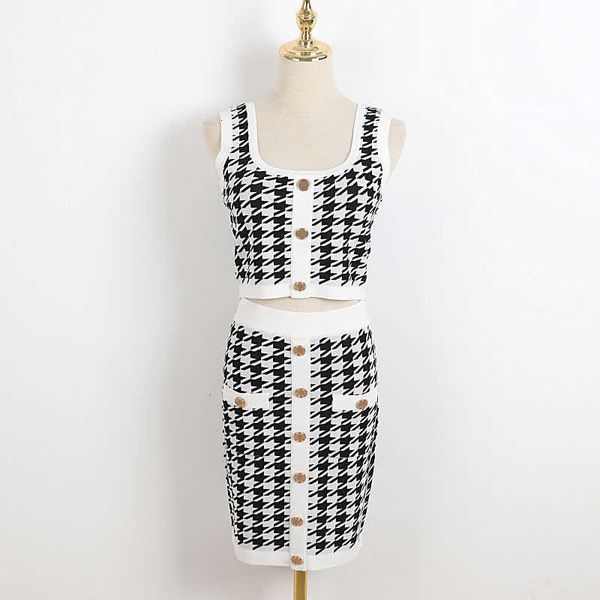 two piece dress camisole mini skirt knit suit fashion women set party clothes black plaid summer outfits 8tdp, White
two piece dress camisole mini skirt knit suit fashion women set party clothes black plaid summer outfits 8tdp, White