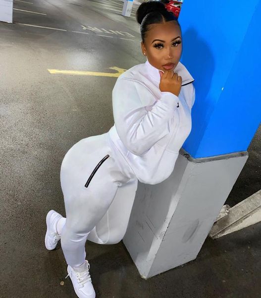 women's two piece pants rmsfe 2021 long sleeve stand collar zipper fashion solid color casual two-piece set, White
women's two piece pants rmsfe 2021 long sleeve stand collar zipper fashion solid color casual two-piece set, White