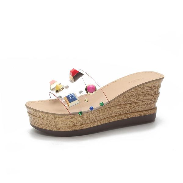 slippers platform shoes woman summer women female fashion slides high heel wedges colorful rivet transparent ladies, Black
slippers platform shoes woman summer women female fashion slides high heel wedges colorful rivet transparent ladies, Black
