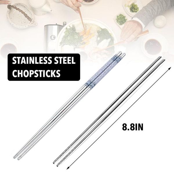 chopsticks 1 pair stainless steel chinese style portable length white vine pattern&solid reusable sticks 8.8inch
chopsticks 1 pair stainless steel chinese style portable length white vine pattern&solid reusable sticks 8.8inch
