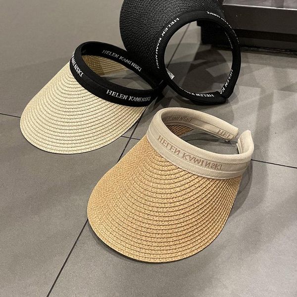 wide brim hats 2021 summer woman sun letter print straw hat anti-uv female outdoor sport visor caps casual travel empty beach, Blue;gray
wide brim hats 2021 summer woman sun letter print straw hat anti-uv female outdoor sport visor caps casual travel empty beach, Blue;gray