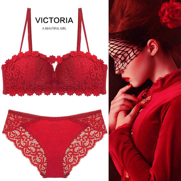 59% off factory outlet store 116# momeng underwear set no steel ring gathered bra, Red;black
59% off factory outlet store 116# momeng underwear set no steel ring gathered bra, Red;black