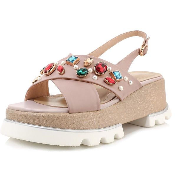 sweet women sandals flat platform female shoes crystal belt buckle handmadl breathable real leather beach, Black
sweet women sandals flat platform female shoes crystal belt buckle handmadl breathable real leather beach, Black