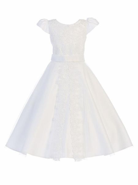 girl's dresses white satin communion dress floral lace applique flower girl cap sleeve girls kids/children for wedding, Red;yellow
girl's dresses white satin communion dress floral lace applique flower girl cap sleeve girls kids/children for wedding, Red;yellow