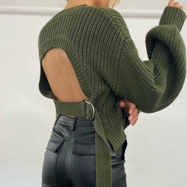 ezgaga knitted sweater women autumn vintage long sleeve crop backless solid ladies pullover streetwear jumper 210430, White;black
ezgaga knitted sweater women autumn vintage long sleeve crop backless solid ladies pullover streetwear jumper 210430, White;black