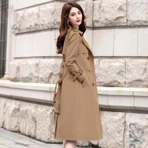 women's trench coats 2021 windbreaker women spring autumn mid-length drape coat female waist belt overwear with lining, Tan;black
women's trench coats 2021 windbreaker women spring autumn mid-length drape coat female waist belt overwear with lining, Tan;black