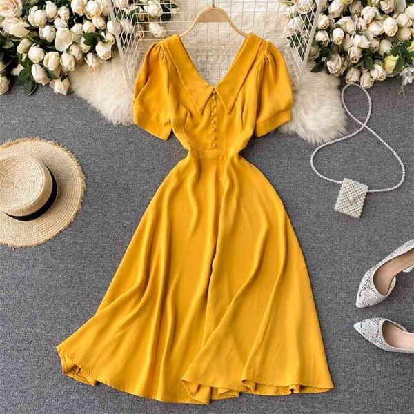 spring french vestidos female v-neck puff sleeve slim slimming pure color sweet and age-reducing temperament midi dress c718 210506, Black;gray
spring french vestidos female v-neck puff sleeve slim slimming pure color sweet and age-reducing temperament midi dress c718 210506, Black;gray
