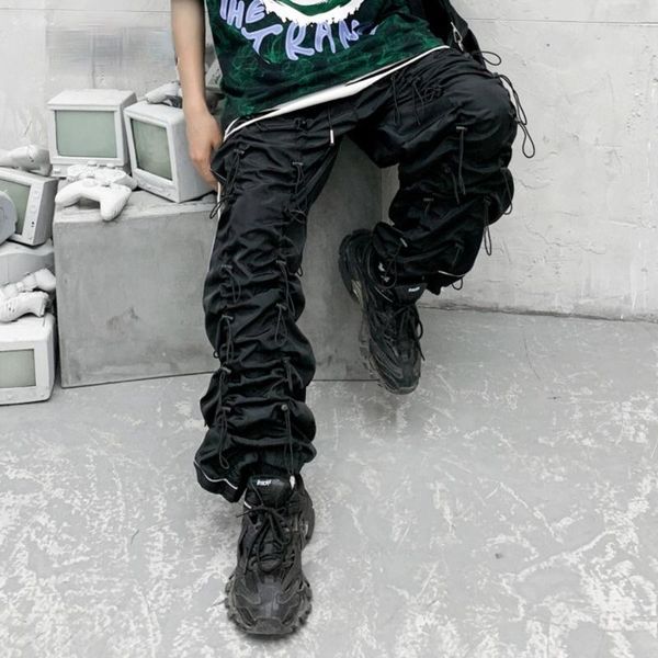 men's and women's wear high-quality functional drawstring sweatpants 2021 spring streetwear casual loose pants, Black
men's and women's wear high-quality functional drawstring sweatpants 2021 spring streetwear casual loose pants, Black