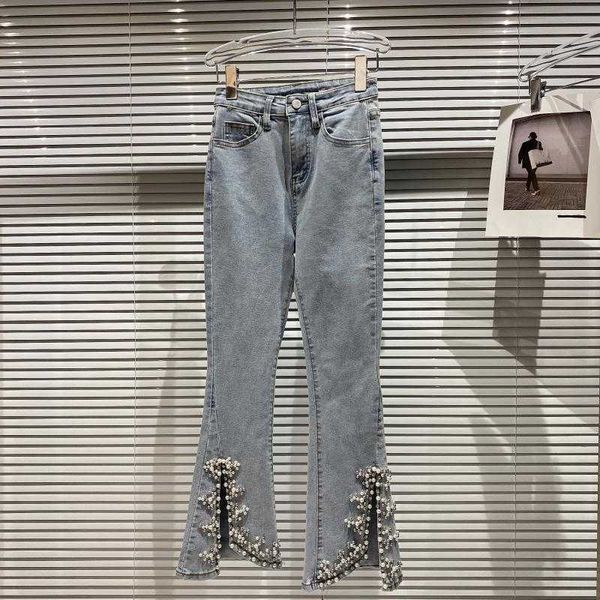 deat women split flare jeans solid color high waist pearls beading decoration pants fashion spring summer 11b636 210709, Blue
deat women split flare jeans solid color high waist pearls beading decoration pants fashion spring summer 11b636 210709, Blue
