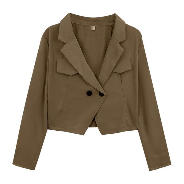 lady jacket early spring women's short small suit 2021 and autumn casual tooling women jackets, Black;brown
lady jacket early spring women's short small suit 2021 and autumn casual tooling women jackets, Black;brown