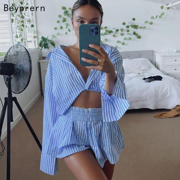 beyprern elegant striped two piece suit set women long sleeve shirt blouse and high waist shorts streetwears lounge wear women's tracks, Gray
beyprern elegant striped two piece suit set women long sleeve shirt blouse and high waist shorts streetwears lounge wear women's tracks, Gray