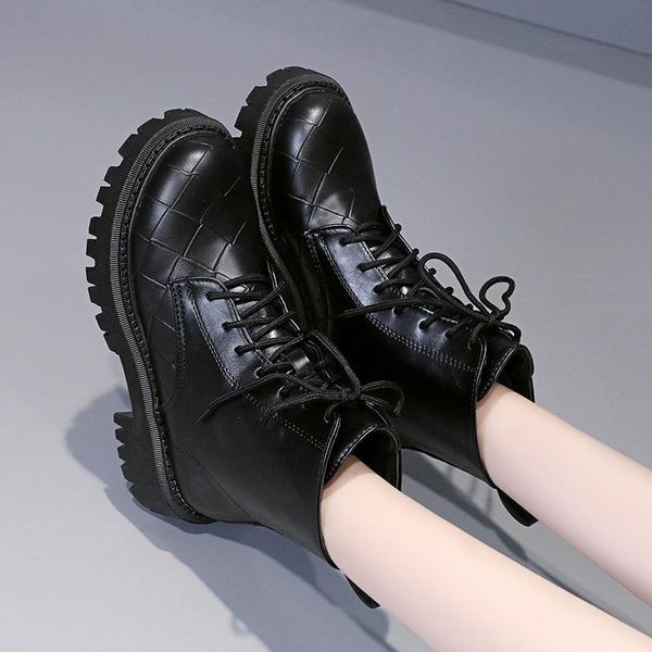 boots fashion black pu leather ankle drop autumn heels lace up platform shoes woman british style short women flat
boots fashion black pu leather ankle drop autumn heels lace up platform shoes woman british style short women flat