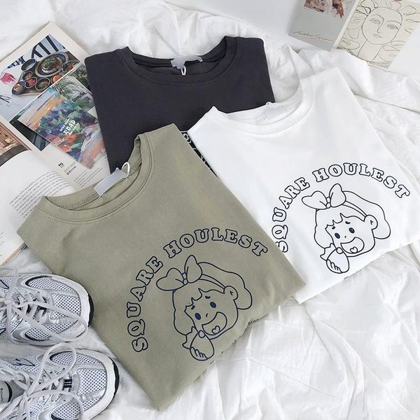 summer women t shirt green girl cute cartoon letter print round neck loose slim short sleeve t-shirt women's, White
summer women t shirt green girl cute cartoon letter print round neck loose slim short sleeve t-shirt women's, White