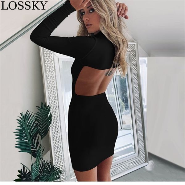 long sleeve high neck backless mini dress summer autumn women white black bodycon club party es slim short 210507, Black;gray
long sleeve high neck backless mini dress summer autumn women white black bodycon club party es slim short 210507, Black;gray