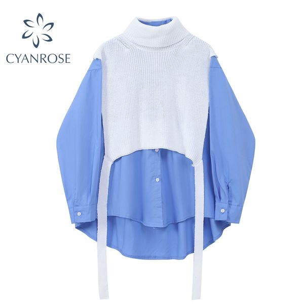 fashion turtleneck knit vest and solid shirt two piece outfits for women spring long sleeve loose female blouse 210417, White
fashion turtleneck knit vest and solid shirt two piece outfits for women spring long sleeve loose female blouse 210417, White