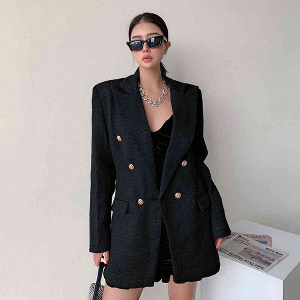 women's suits & blazers high-quality black metal double-breasted engraved tape tweed blazer jacket long casual sleeve release blazers w, White;black
women's suits & blazers high-quality black metal double-breasted engraved tape tweed blazer jacket long casual sleeve release blazers w, White;black