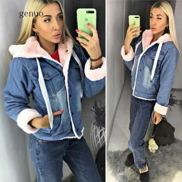 women's jackets 2021 velvet thick denim jacket female winter big fleece collar locomotive coat student short windbreaker, Black;brown
women's jackets 2021 velvet thick denim jacket female winter big fleece collar locomotive coat student short windbreaker, Black;brown