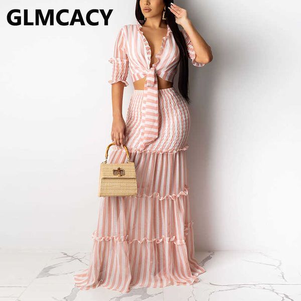 women half sleeve ruffles tie up crop and maxi skirt set two piece elegant dress suits 210702, White
women half sleeve ruffles tie up crop and maxi skirt set two piece elegant dress suits 210702, White