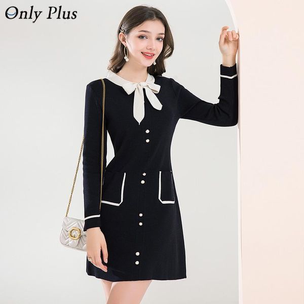 casual dresses only plus knitted black mini party dress women bow slim winter lady temperament french bodycon chic solid vestidos 2021, Black;gray
casual dresses only plus knitted black mini party dress women bow slim winter lady temperament french bodycon chic solid vestidos 2021, Black;gray