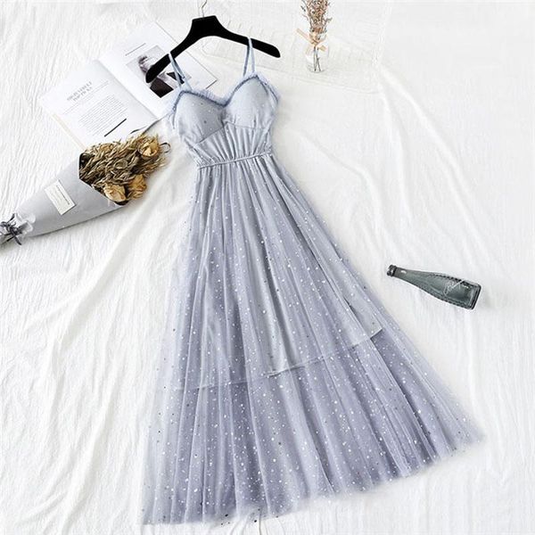 casual dresses five-pointed star sequined mesh suspender dress summer korean fashion sweet sling female vestidos aq955, Black;gray
casual dresses five-pointed star sequined mesh suspender dress summer korean fashion sweet sling female vestidos aq955, Black;gray