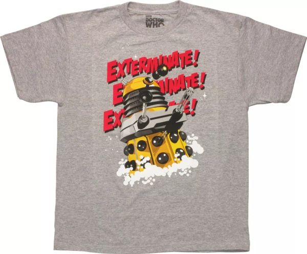Kids Youth DR. WHO DOCTOR WHO DALEK EXTERMINATE T-Shirt NWT Licensed & Official, White;black