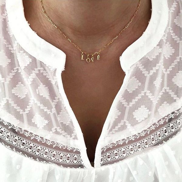 pendant necklaces love letter choker necklace for women simple light gold color collarbone chain gift fashion jewelry kbn287, Silver
pendant necklaces love letter choker necklace for women simple light gold color collarbone chain gift fashion jewelry kbn287, Silver