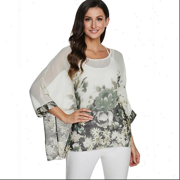 chiffon fashion batwing floral print womens blouses casual loose summer plus size 4xl, White
chiffon fashion batwing floral print womens blouses casual loose summer plus size 4xl, White